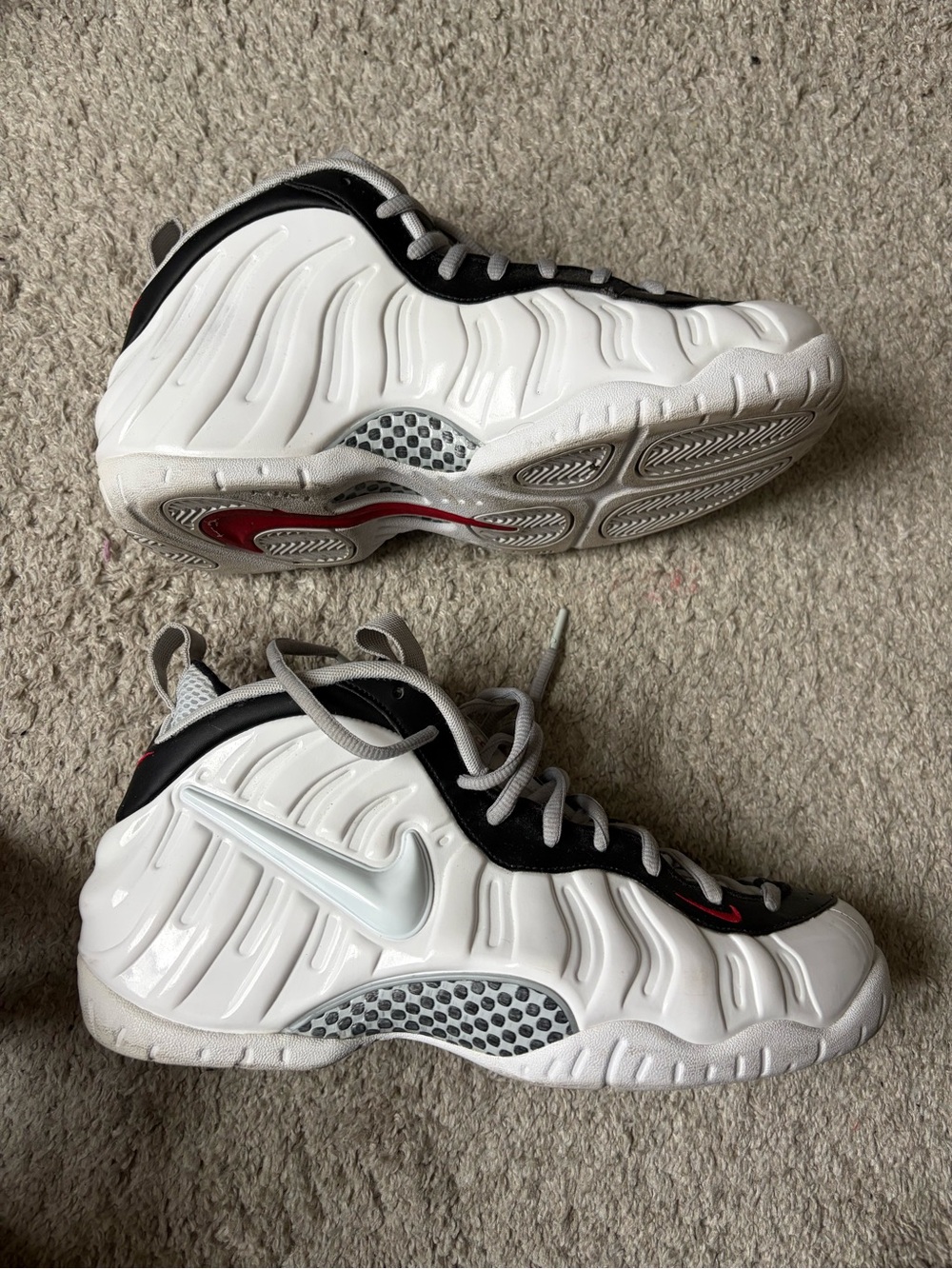 Nike White Black Red Foamposite Basketball Sneakers